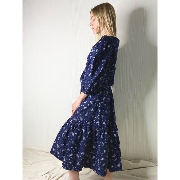SUMMERSALT Navy Cotton Ditzy Floral Puff Sleeve Dress US SMALL - Picture 8 of 15